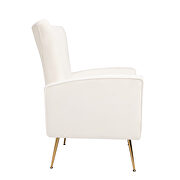 White velvet wingback accent chair with gold legs by La Spezia additional picture 4