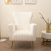 White velvet wingback accent chair with gold legs by La Spezia additional picture 5
