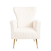 White velvet wingback accent chair with gold legs by La Spezia additional picture 6