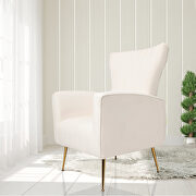 White velvet wingback accent chair with gold legs by La Spezia additional picture 7