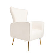 White velvet wingback accent chair with gold legs by La Spezia additional picture 8