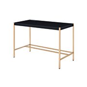 Black top ang gold finish metal legs writing desk with usb port by La Spezia additional picture 4