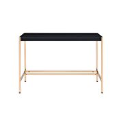 Black top ang gold finish metal legs writing desk with usb port by La Spezia additional picture 6