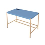 Navy blue top ang gold finish metal legs writing desk with usb port by La Spezia additional picture 2