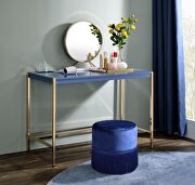Navy blue top ang gold finish metal legs writing desk with usb port by La Spezia additional picture 4