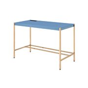 Navy blue top ang gold finish metal legs writing desk with usb port by La Spezia additional picture 5