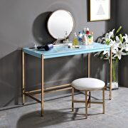 Blue top ang gold finish metal legs writing desk with usb port by La Spezia additional picture 4