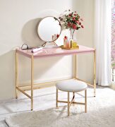 Pink top ang gold finish metal legs writing desk with usb port. by La Spezia additional picture 4