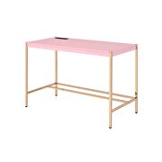 Pink top ang gold finish metal legs writing desk with usb port. by La Spezia additional picture 6
