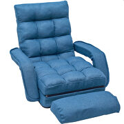 Blue folding lazy sofa floor chair sofa lounger bed with armrests and a pillow additional photo 2 of 11