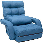 Blue folding lazy sofa floor chair sofa lounger bed with armrests and a pillow by La Spezia additional picture 11