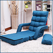 Blue folding lazy sofa floor chair sofa lounger bed with armrests and a pillow additional photo 3 of 11