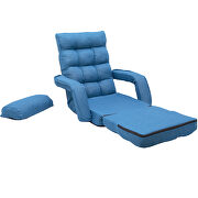 Blue folding lazy sofa floor chair sofa lounger bed with armrests and a pillow additional photo 4 of 11