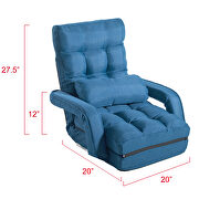 Blue folding lazy sofa floor chair sofa lounger bed with armrests and a pillow by La Spezia additional picture 8