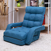 Blue folding lazy sofa floor chair sofa lounger bed with armrests and a pillow by La Spezia additional picture 9