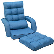 Blue folding lazy sofa floor chair sofa lounger bed with armrests and a pillow by La Spezia additional picture 10