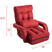 Red folding lazy floor chair sofa lounger bed with armrests and a pillow by La Spezia additional picture 11
