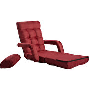 Red folding lazy floor chair sofa lounger bed with armrests and a pillow by La Spezia additional picture 14