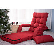 Red folding lazy floor chair sofa lounger bed with armrests and a pillow additional photo 5 of 15