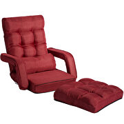 Red folding lazy floor chair sofa lounger bed with armrests and a pillow by La Spezia additional picture 6