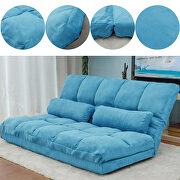 Blue double chaise lounge sofa floor couch and sofa with two pillows by La Spezia additional picture 10
