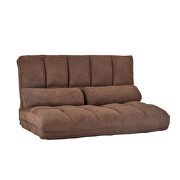 Brown double chaise lounge sofa floor couch and sofa with two pillows by La Spezia additional picture 3