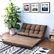 Brown double chaise lounge sofa floor couch and sofa with two pillows by La Spezia additional picture 8