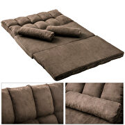 Brown double chaise lounge sofa floor couch and sofa with two pillows by La Spezia additional picture 10