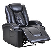 Black pu power motion recliner with usb charge port and cup holder by La Spezia additional picture 2