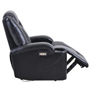 Black pu power motion recliner with usb charge port and cup holder by La Spezia additional picture 13