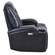 Black pu power motion recliner with usb charge port and cup holder by La Spezia additional picture 14