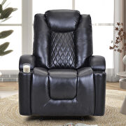 Black pu power motion recliner with usb charge port and cup holder by La Spezia additional picture 17