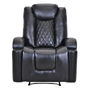 Black pu power motion recliner with usb charge port and cup holder by La Spezia additional picture 5