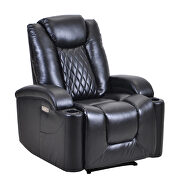 Black pu power motion recliner with usb charge port and cup holder by La Spezia additional picture 7
