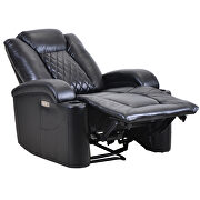Black pu power motion recliner with usb charge port and cup holder by La Spezia additional picture 10
