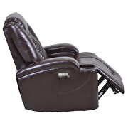 Brown pu power motion recliner with usb charge port and cup holder additional photo 2 of 16