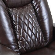 Brown pu power motion recliner with usb charge port and cup holder by La Spezia additional picture 12
