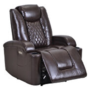 Brown pu power motion recliner with usb charge port and cup holder by La Spezia additional picture 13