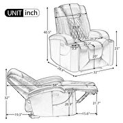 Brown pu power motion recliner with usb charge port and cup holder by La Spezia additional picture 14