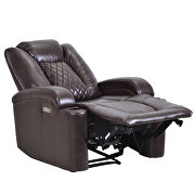 Brown pu power motion recliner with usb charge port and cup holder by La Spezia additional picture 15