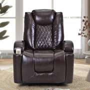 Brown pu power motion recliner with usb charge port and cup holder by La Spezia additional picture 17