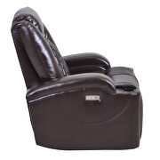 Brown pu power motion recliner with usb charge port and cup holder additional photo 3 of 16
