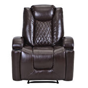 Brown pu power motion recliner with usb charge port and cup holder by La Spezia additional picture 6