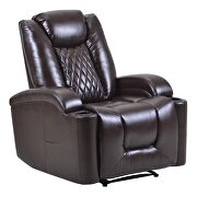 Brown pu power motion recliner with usb charge port and cup holder by La Spezia additional picture 8