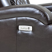 Brown pu power motion recliner with usb charge port and cup holder by La Spezia additional picture 9