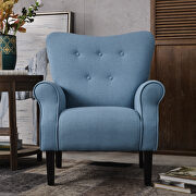 Blue linen modern wing back accent chair additional photo 3 of 9