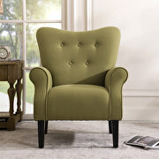 Avocado linen modern wing back accent chair additional photo 2 of 10