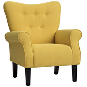 Yellow linen modern wing back accent chair by La Spezia additional picture 3