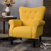 Yellow linen modern wing back accent chair by La Spezia additional picture 9