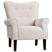 Cream linen modern wing back accent chair additional photo 4 of 10